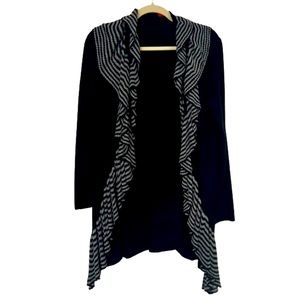 Red Ruffle Trim Waterfall Cardigan - M